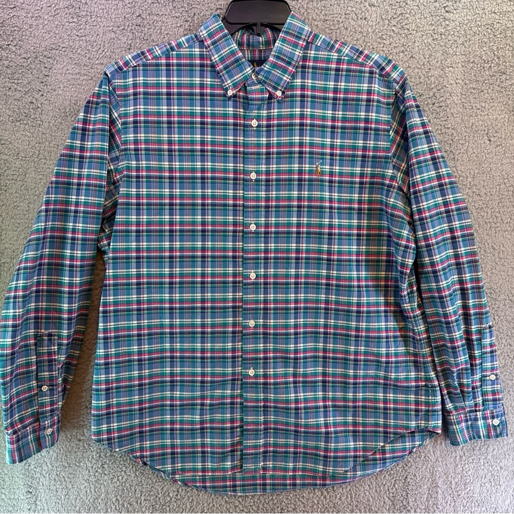 Polo Ralph Lauren Men’s  XL Madras Button Down Long Sleeve Flesh Pony Thick